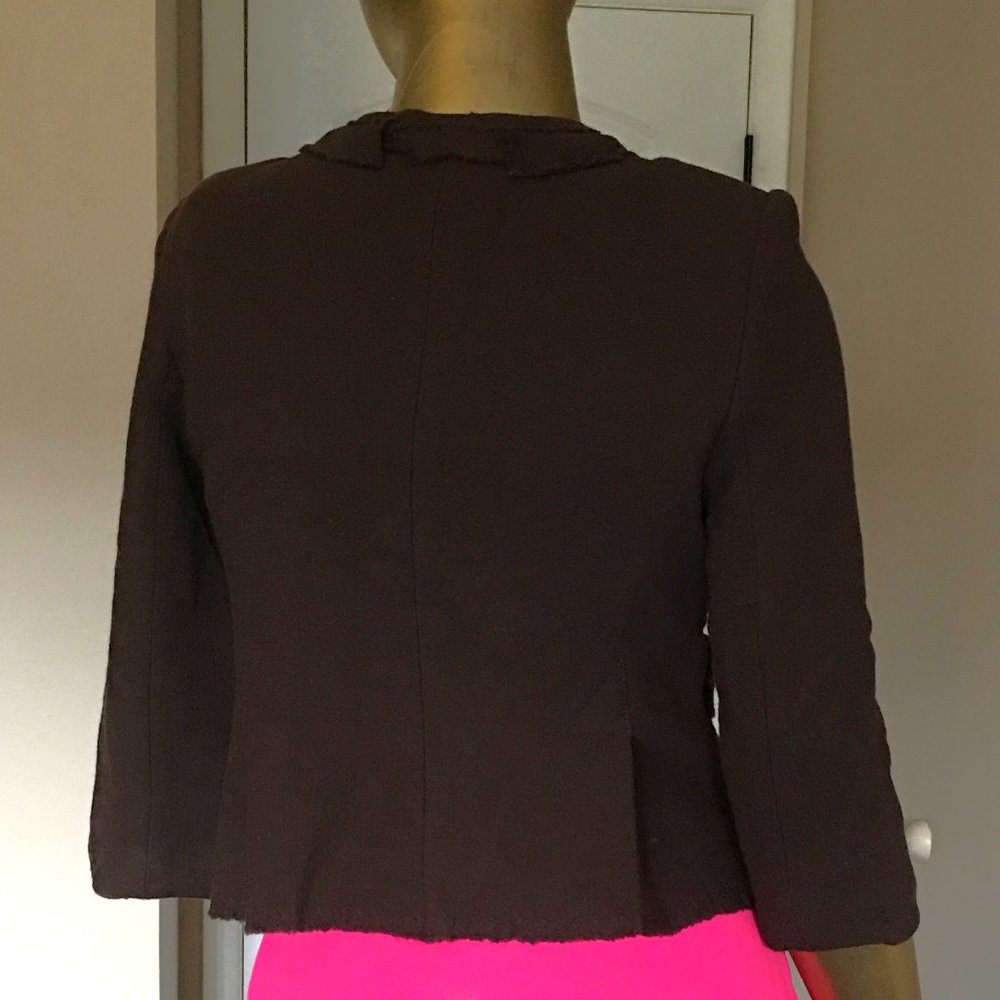 Tuleh Brown Fringe Wool Blend Evening Jacket - image 8